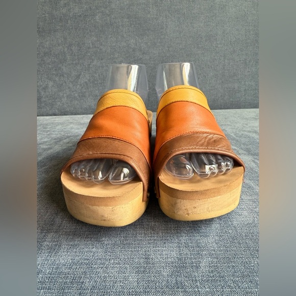 Earth Pine Tiga Platform Slip On Sandal Women’s SZ 6M Bat Brown Leather Neutral - Picture 5 of 13